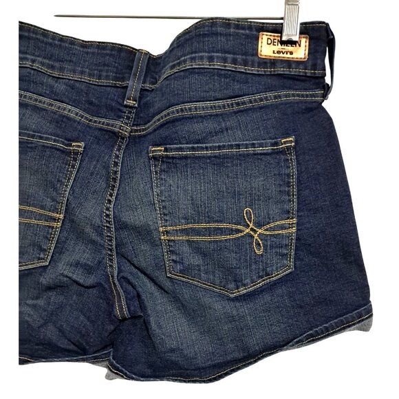 Denizen From Levis Womens Dark Wash Cuffed Denim Shorts Size 10 W30 Blue Stretch - Picture 11 of 11